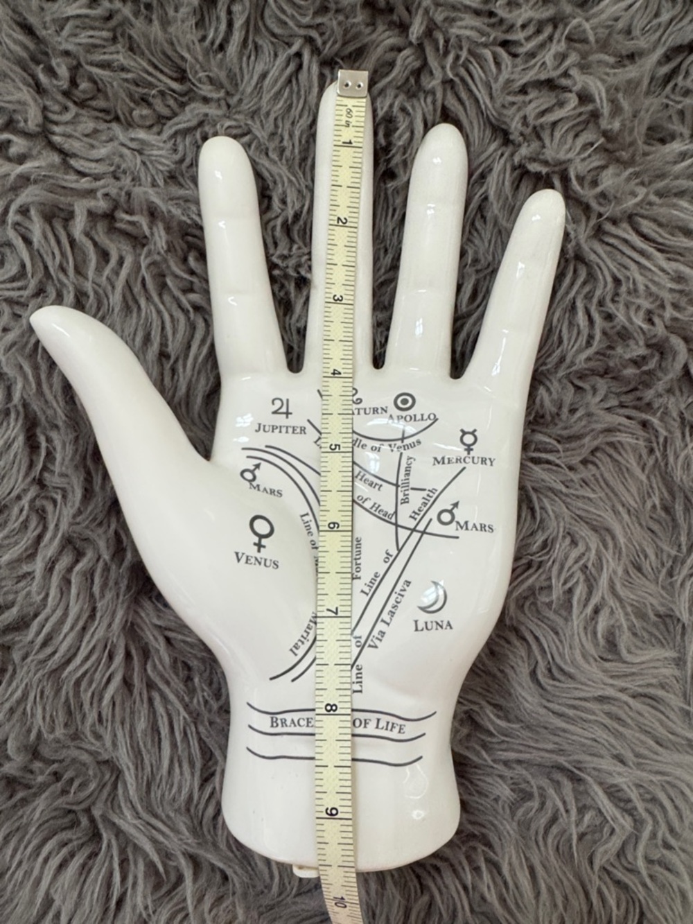 White Ceramic Palmistry Hand Display with Black Palmistry Print - Picture 5 of 6
